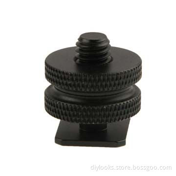 Reinforced Hot Shoe Aluminum Alloy 1/4 Screw Adapter with Double Nut